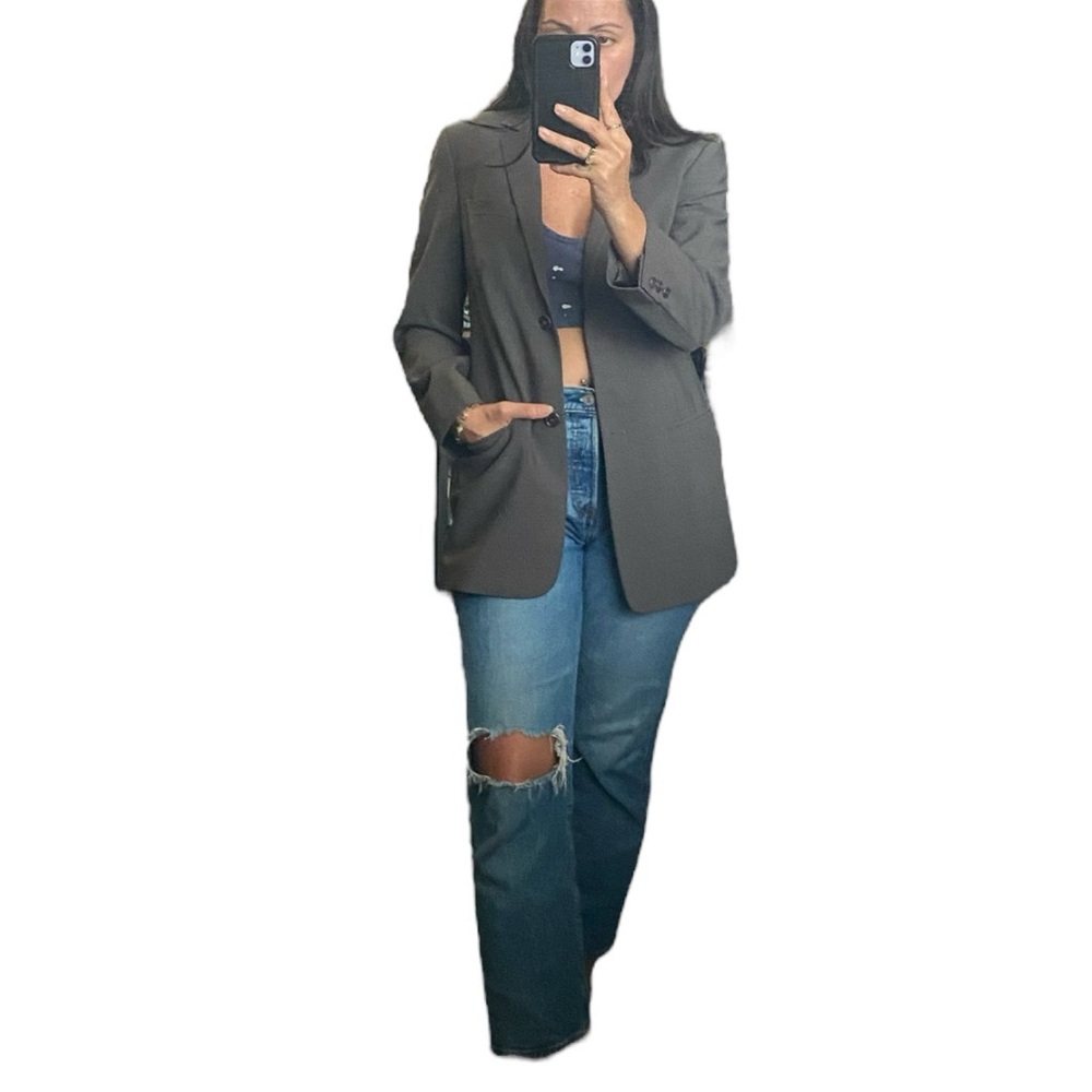 Grey Vintage Calvin Klein Boyfriend Blazer Jacket Size 8 Grey